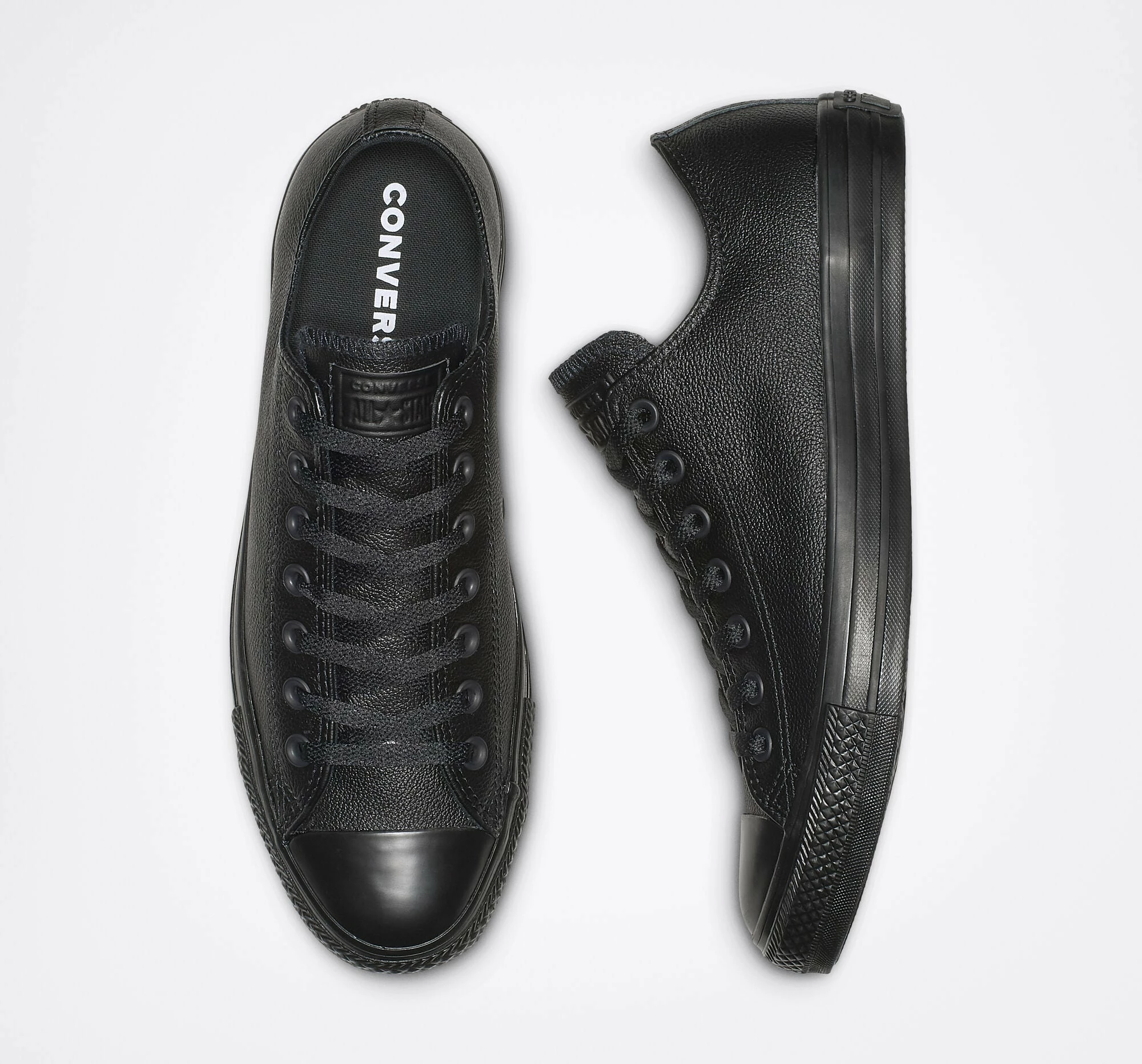Unisex Converse Chuck Taylor All Star Leather Shoes Black Mono BLACK 7 Unisex Converse Chuck Taylor All Star Leather Shoes Black Mono BLACK - Image 5