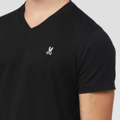 Men's Psycho Bunny Classic V Neck Tee Black BLACK -men‘s shop online B6U100ARPC BLK 3