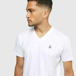 Men's Psycho Bunny Classic V Neck Tee White WHITE -men‘s shop online B6U100ARPC WHT 3