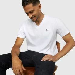 Men's Psycho Bunny Classic V Neck Tee White WHITE -men‘s shop online B6U100ARPC WHT 4