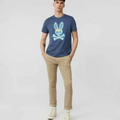 Men's Psycho Bunny Wardell Graphic Tee Marine Blue BLUE -men‘s shop online B6U605T1PC MRB 1