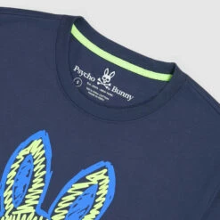 Men's Psycho Bunny Wardell Graphic Tee Marine Blue BLUE -men‘s shop online B6U605T1PC MRB F2 1