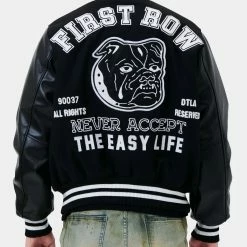 Men's First Row Never Accept The Easy Life Varsity Jacket Black BLACK 7 Men's First Row Never Accept The Easy Life Varsity Jacket Black BLACK -men‘s shop online FRJ0001BLK raw 10