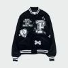 Men's First Row Never Accept The Easy Life Varsity Jacket Black BLACK -men‘s shop online Men s First Row Never Accept Easy Life FRJ0001BLK 02