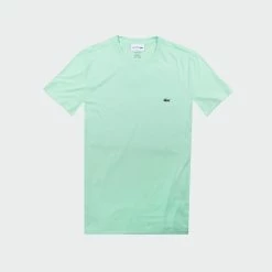 Men's Lacoste Crew Neck Pima Cotton Jersey T-Shirt Light Green GREEN