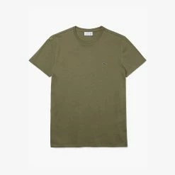 Men's Lacoste Crew Neck Pima Cotton Jersey T-Shirt Tank Green OLIVE GREEN