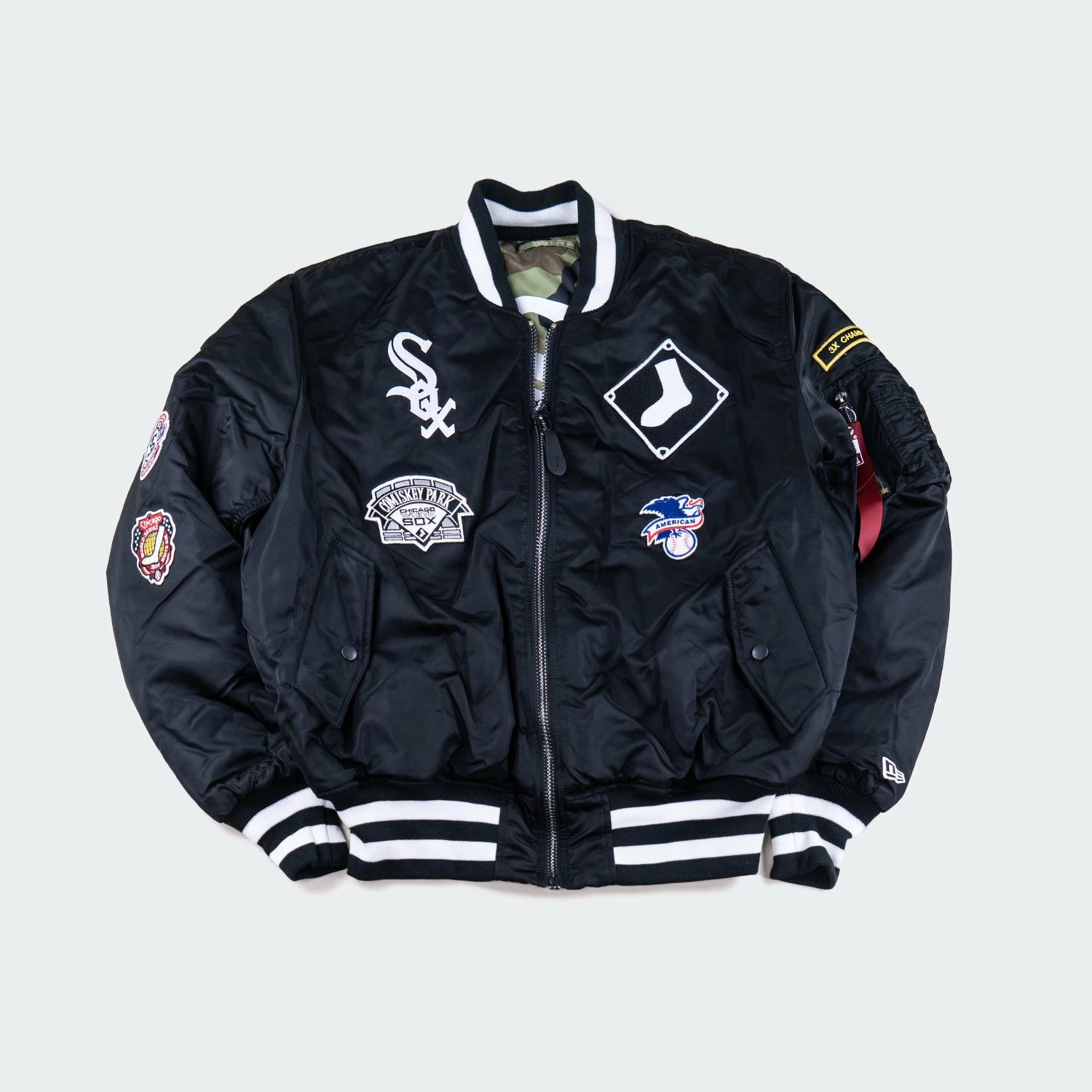 Alpha Industries X New Era Chicago White Sox MA-1 Bomber Jacket Black BLACK 3 Alpha Industries X New Era Chicago White Sox MA-1 Bomber Jacket Black BLACK