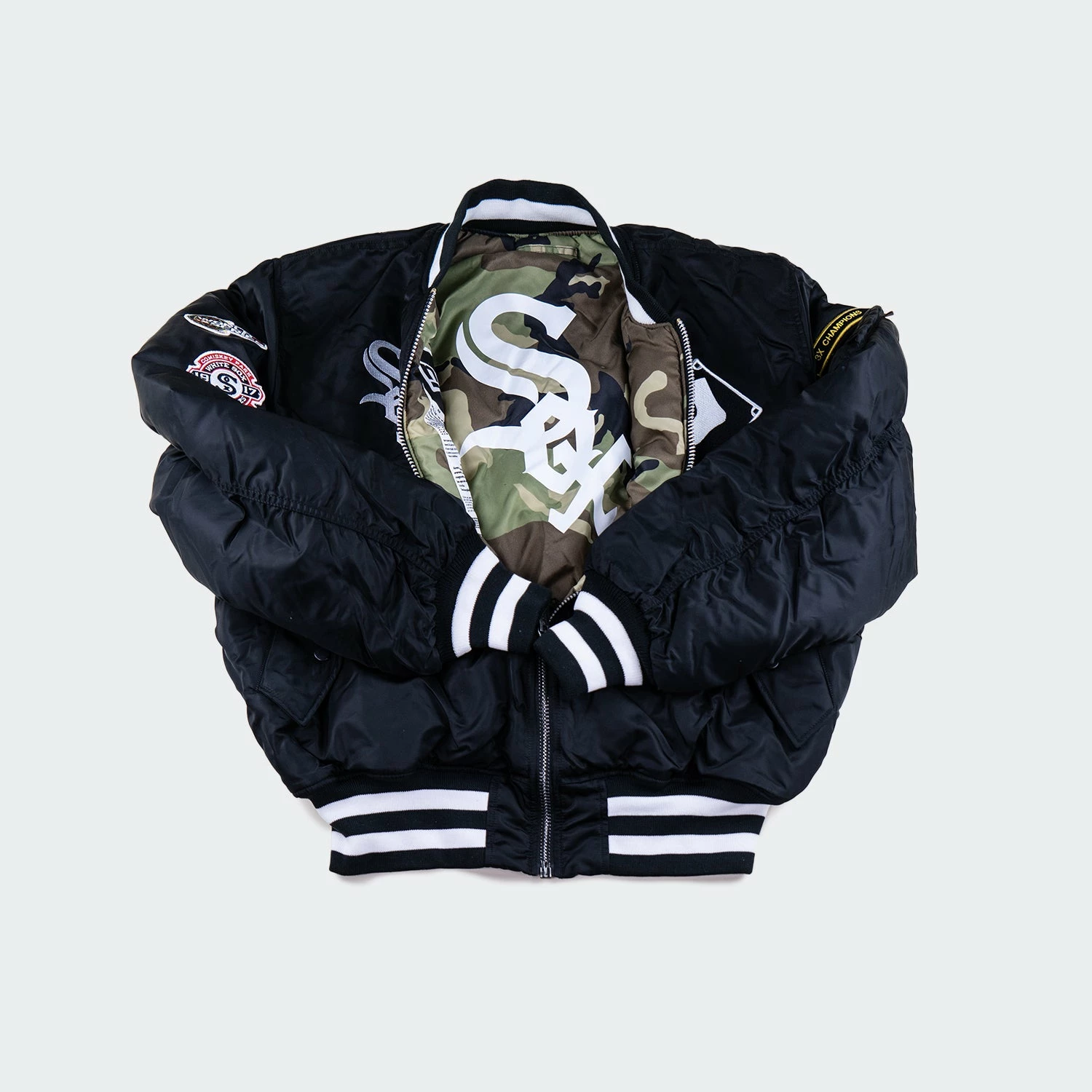Alpha Industries X New Era Chicago White Sox MA-1 Bomber Jacket Black BLACK 4 Alpha Industries X New Era Chicago White Sox MA-1 Bomber Jacket Black BLACK - Image 2
