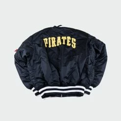 Alpha Industries X New Era Pittsburgh Pirates MA-1 Bomber Jacket Black BLACK -men‘s shop online Men s New Era Pittsburgh Pirates MA 1 Bomber Jacket Black M23NEX29961BN 03