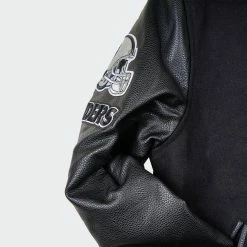 Men’s Pro Standard Las Vegas Raiders Varsity Jacket Triple Black BLACK -men‘s shop online Men s Pro Standard Las Vegas Raiders Varsity Jacket FOR641142BLK 04