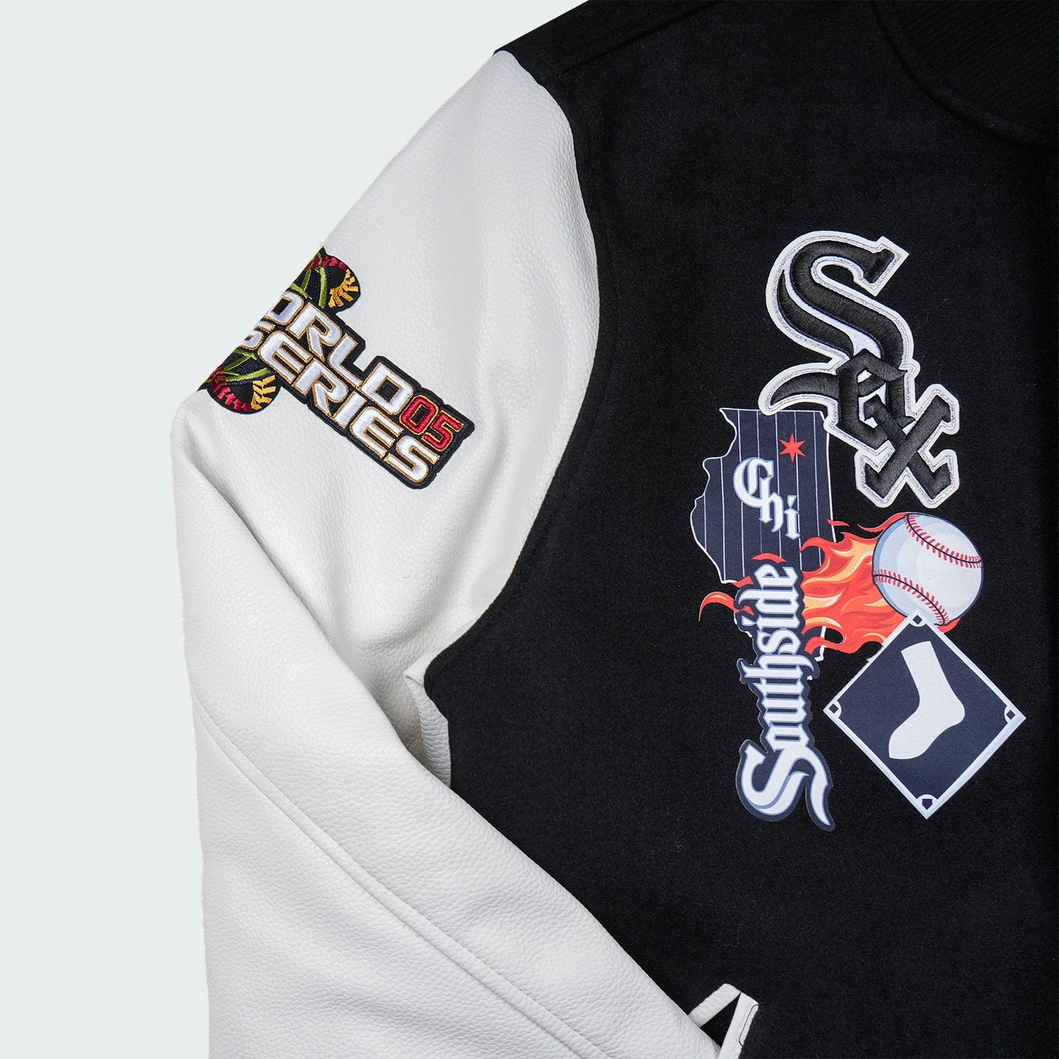 Men’s Pro Standard Chicago White Sox Varsity Jacket Black BLACK 5 Men’s Pro Standard Chicago White Sox Varsity Jacket Black BLACK - Image 3