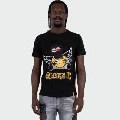 Men's TWO MILL TWENTY "Always Lit" Graphic Embroidered T-Shirt Black BLACK -men‘s shop online Men s TWO MILL TWENTY Always Lit Graphic Embroidered T Shirt Black TMT32205BLK 03