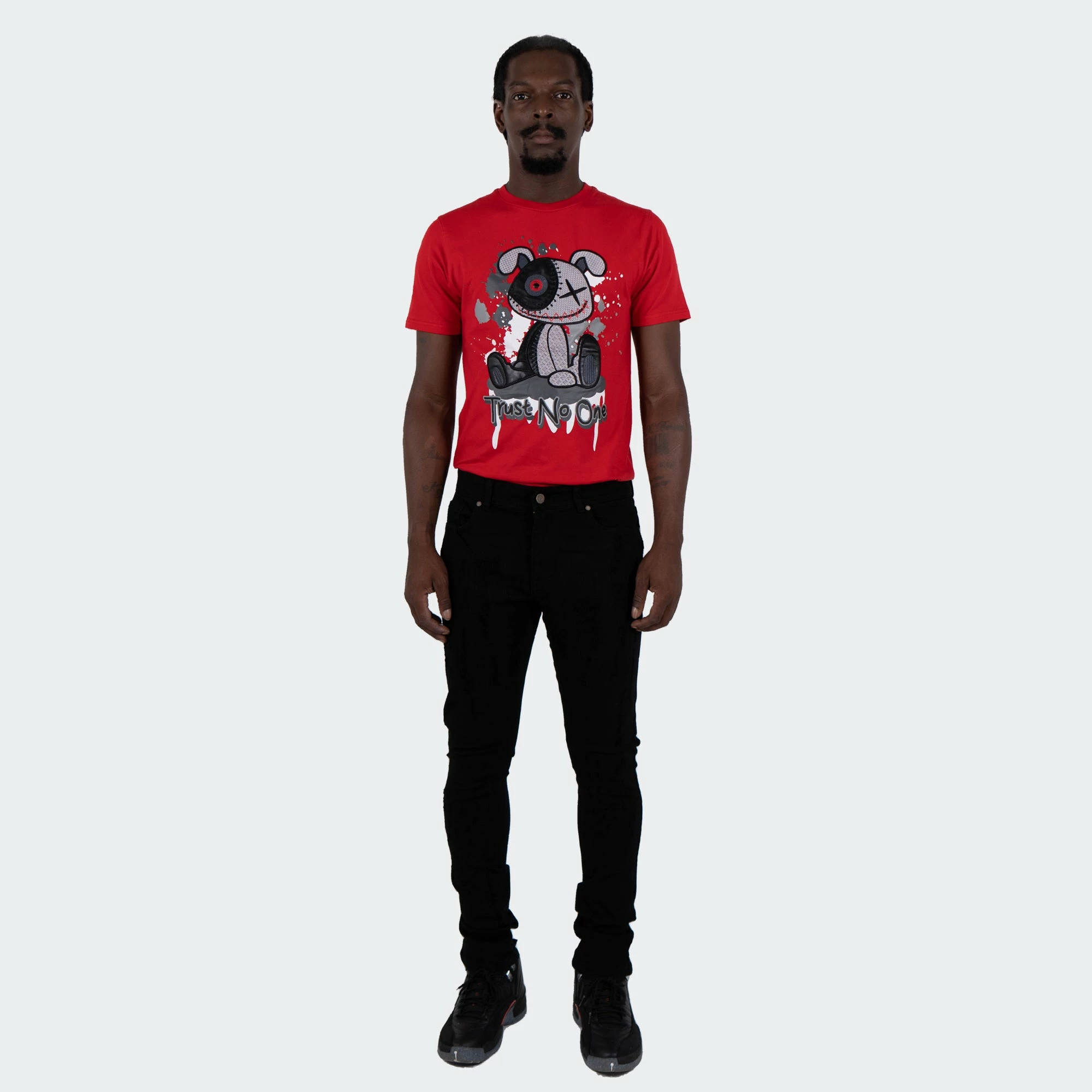 Men's TWO MILL TWENTY "Elston" Slim Skinny Scratched Stitch Repaired Urban Streetwear Designer Fashion Denim Jeans Black BLACK 6 Men's TWO MILL TWENTY "Elston" Slim Skinny Scratched Stitch Repaired Urban Streetwear Designer Fashion Denim Jeans Black BLACK - Image 4