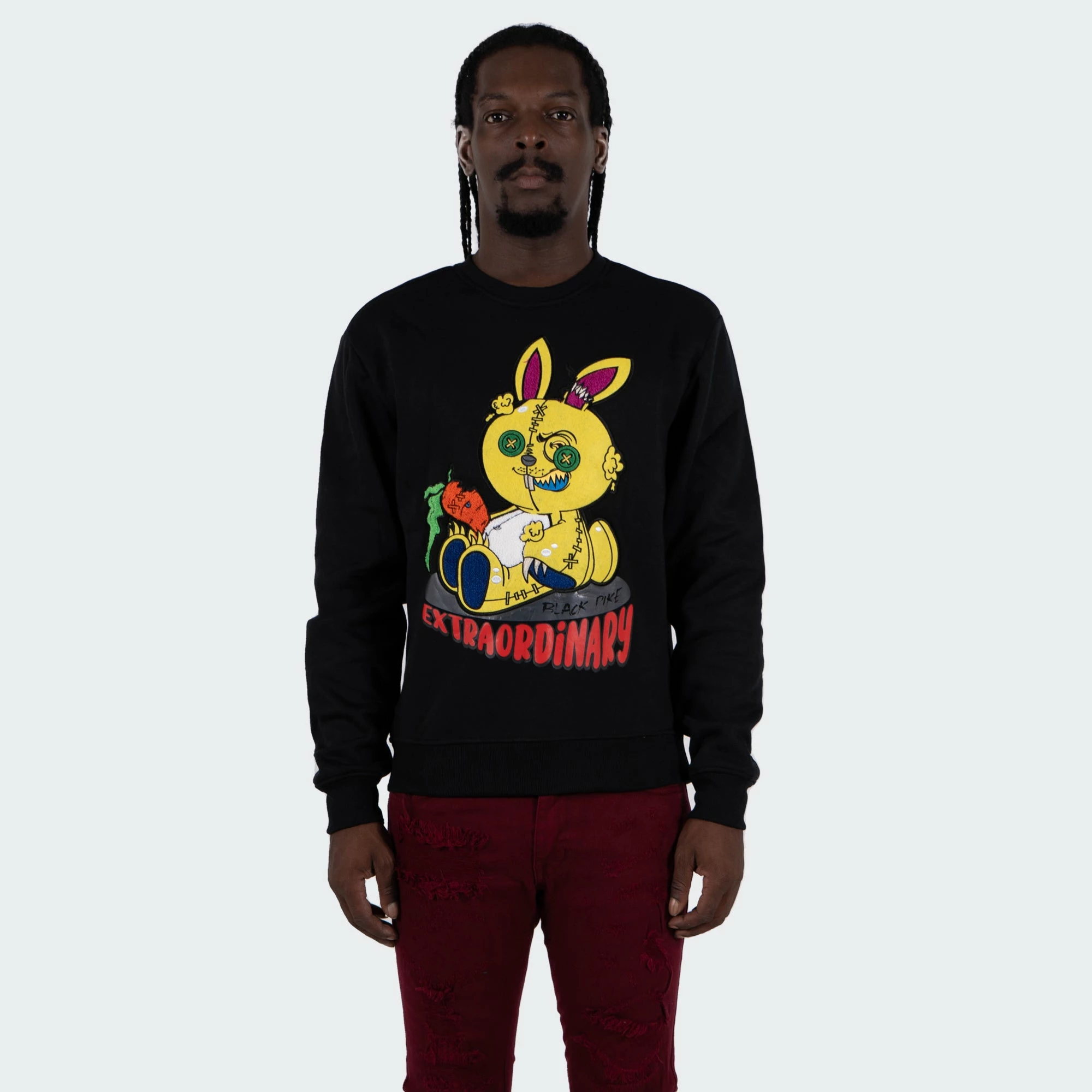 Men's TWO MILL TWENTY "Extraordinary" Graphic Embroidered Sweatshirt Black BLACK 6 Men's TWO MILL TWENTY "Extraordinary" Graphic Embroidered Sweatshirt Black BLACK - Image 4