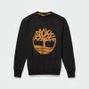 Men's Timberland Tree Logo Crewneck Sweatshirt Black BLACK -men‘s shop online Men s Timberland Tree Logo Crewneck Sweatshirt Black TB0A2BJ8P56