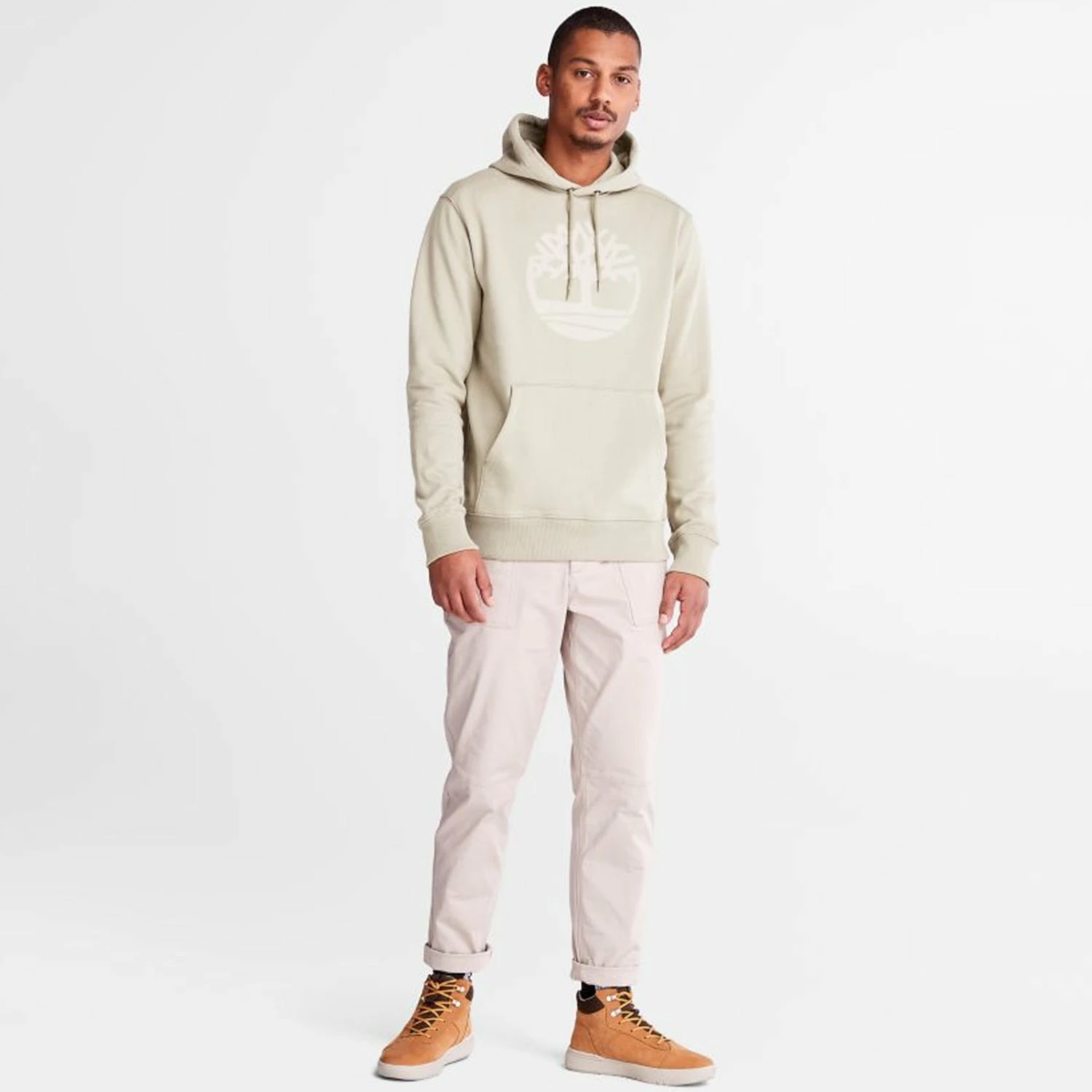 Men's Timberland Tree Logo Hoodie Taupe BEIGE 6 Men's Timberland Tree Logo Hoodie Taupe BEIGE - Image 4