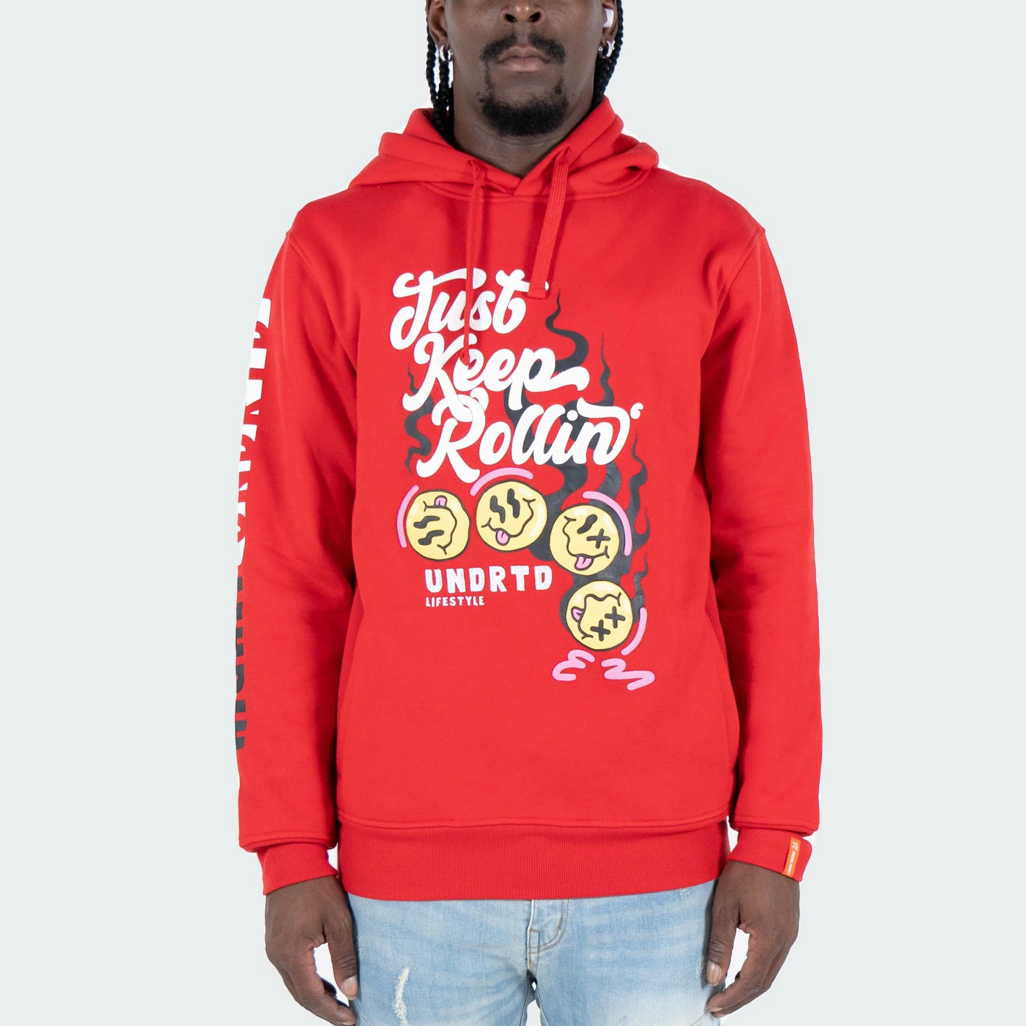 Men's TWO MILL TWENTY "Just Keep Rollin" Hoodie Red RED 3 Men's TWO MILL TWENTY "Just Keep Rollin" Hoodie Red RED