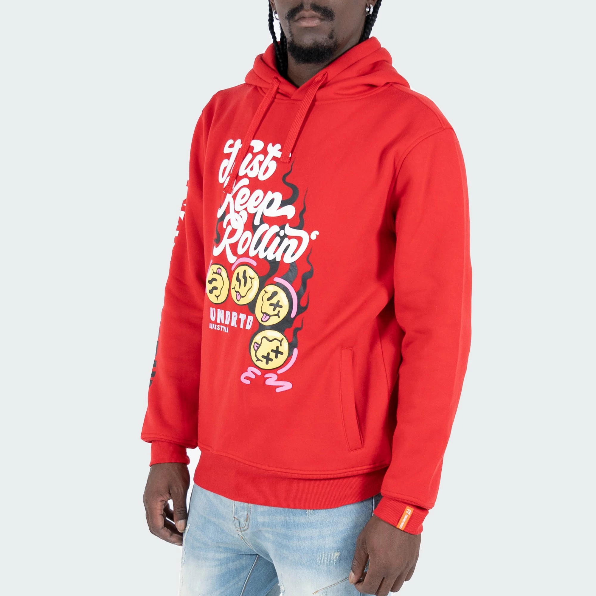 Men's TWO MILL TWENTY "Just Keep Rollin" Hoodie Red RED 4 Men's TWO MILL TWENTY "Just Keep Rollin" Hoodie Red RED - Image 2