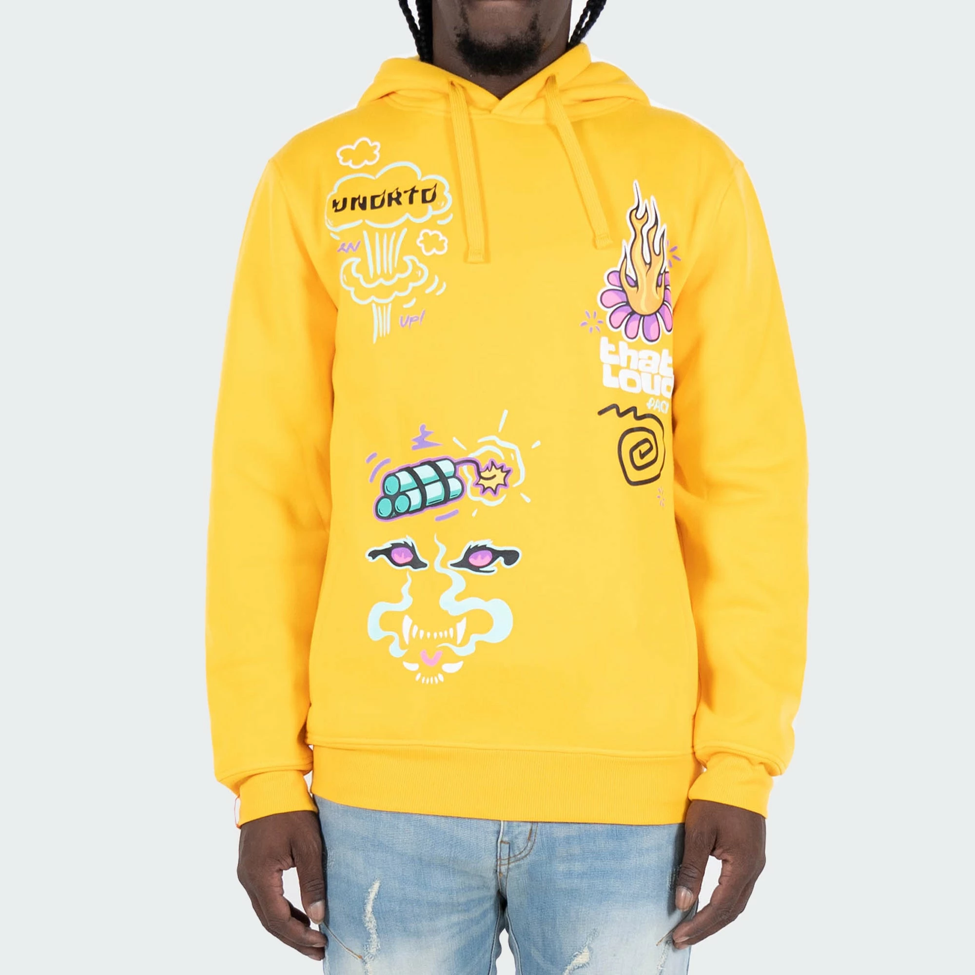 Men's TWO MILL TWENTY "That Loud" Hoodie Yellow YELLOW 3 Men's TWO MILL TWENTY "That Loud" Hoodie Yellow YELLOW