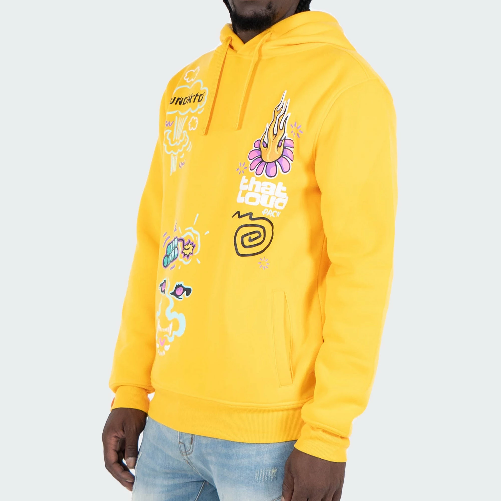 Men's TWO MILL TWENTY "That Loud" Hoodie Yellow YELLOW 4 Men's TWO MILL TWENTY "That Loud" Hoodie Yellow YELLOW - Image 2