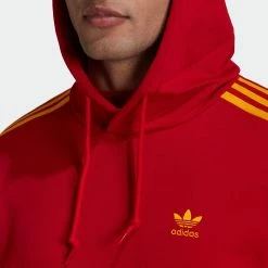 Men's Adidas Originals 3-Stripes Hoodie Team Power Red RED -men‘s shop online Men sadidasOriginals3 StripesHoodieTeamPowerRedHK7395 5