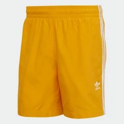 Men's Adidas Originals Adicolor Classics 3-Stripes Swim Shorts Gold GOLD