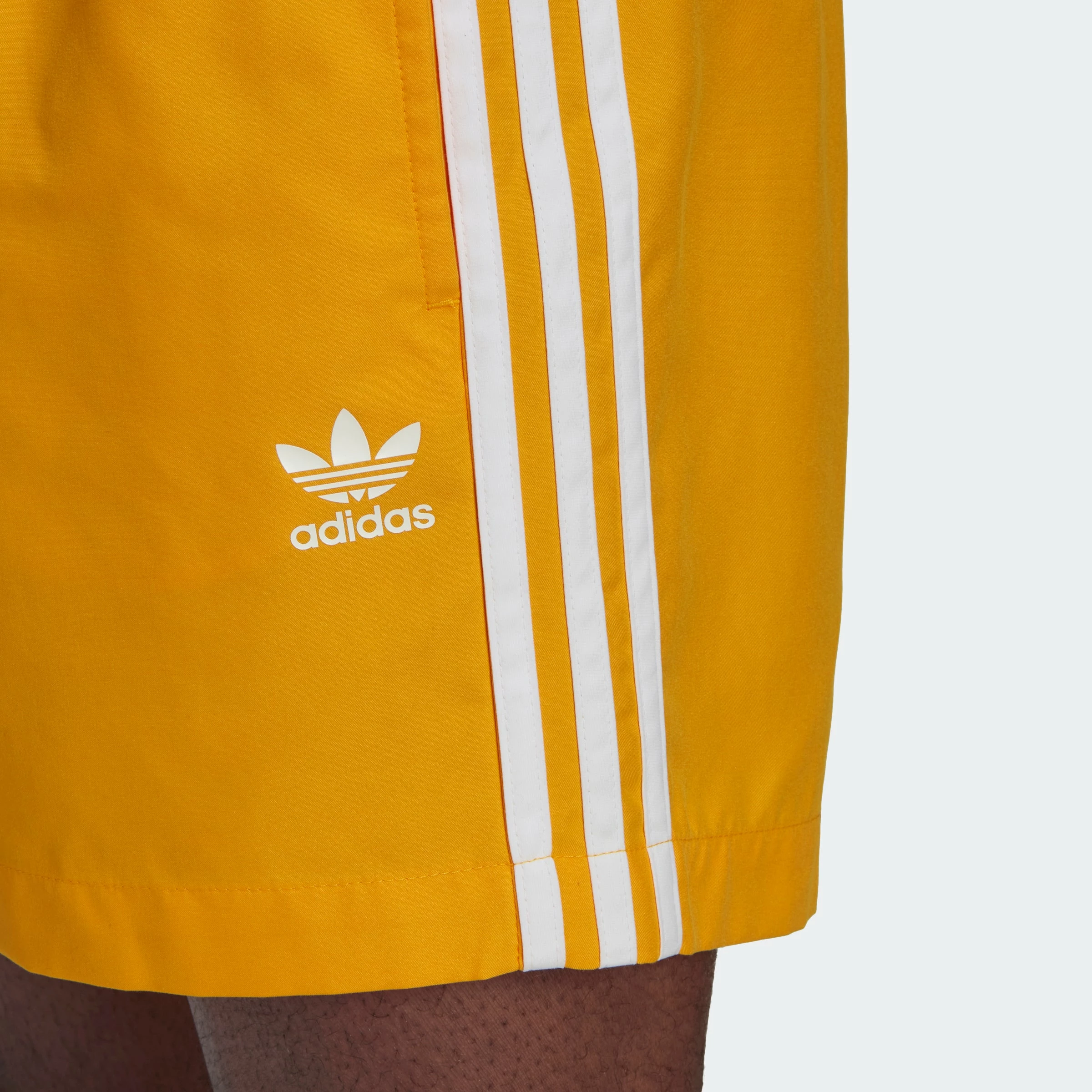 Men's Adidas Originals Adicolor Classics 3-Stripes Swim Shorts Gold GOLD 7 Men's Adidas Originals Adicolor Classics 3-Stripes Swim Shorts Gold GOLD - Image 5
