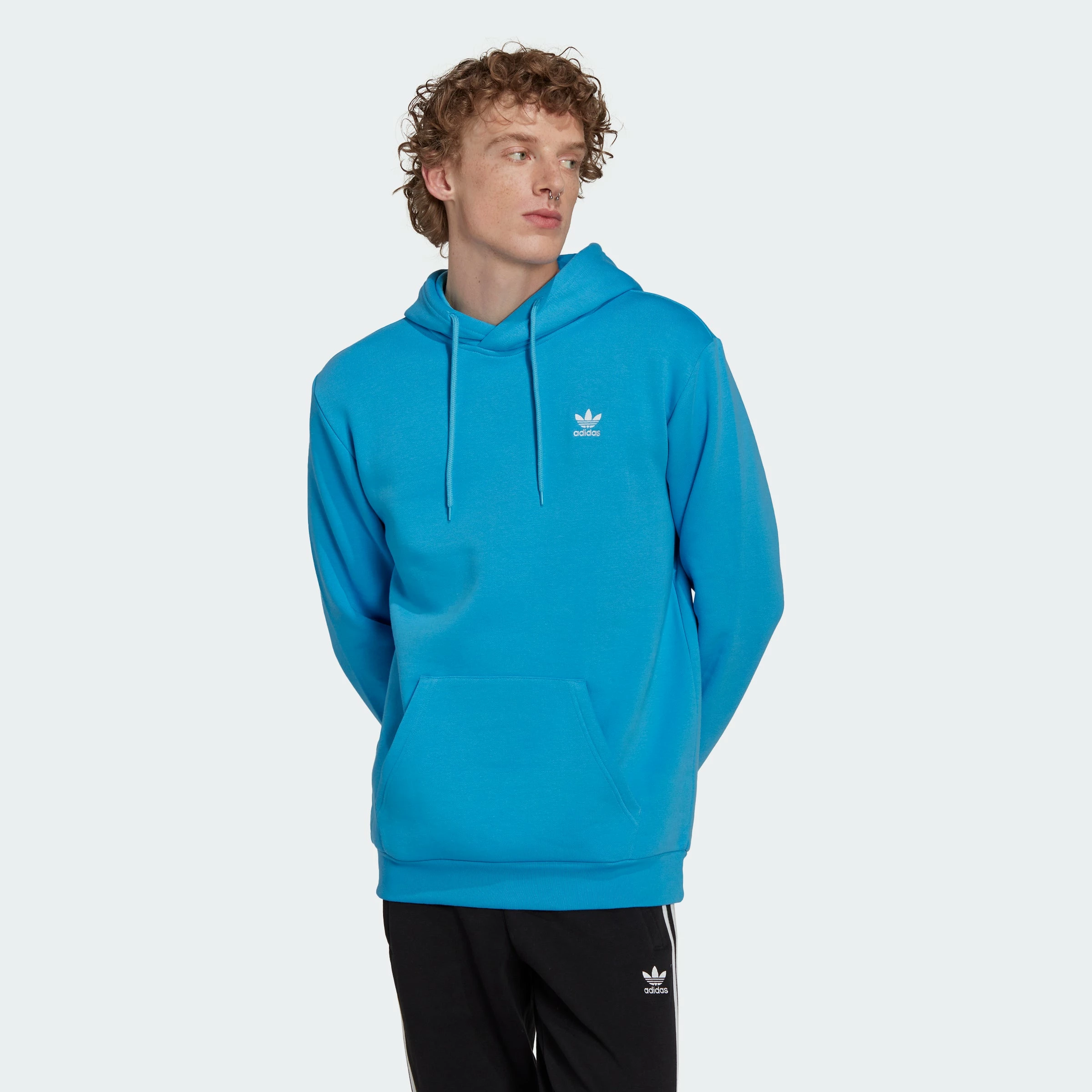 Men's Adidas Originals Adicolor Essentials Trefoil Hoodie Pulse Blue BLUE 4 Men's Adidas Originals Adicolor Essentials Trefoil Hoodie Pulse Blue BLUE - Image 2