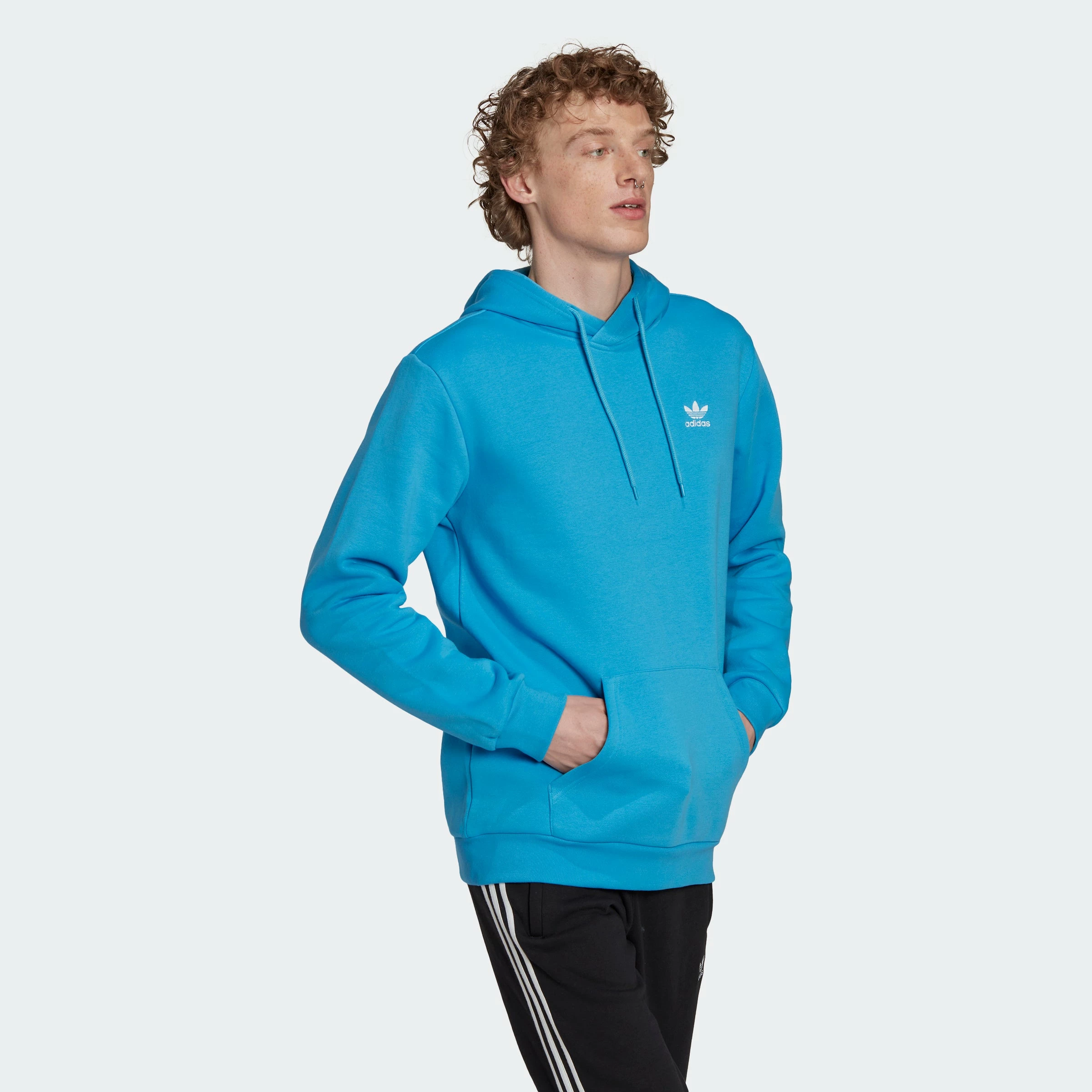 Men's Adidas Originals Adicolor Essentials Trefoil Hoodie Pulse Blue BLUE 6 Men's Adidas Originals Adicolor Essentials Trefoil Hoodie Pulse Blue BLUE - Image 4
