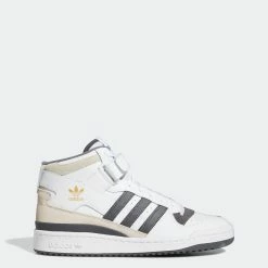 Men's Adidas Originals Forum Mid Shoes White Grey Five WHITE
