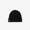 Unisex Lacoste Ribbed Wool Beanie Black BLACK -men‘s shop online RB0001 031 24
