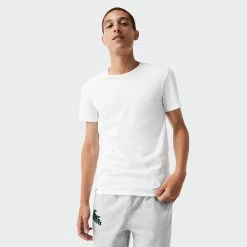 Men's Lacoste Crew Neck Cotton T-Shirt 3-Pack White WHITE