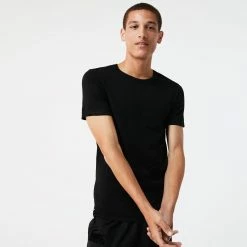 Men's Lacoste Crew Neck Cotton T-Shirt 3-Pack Black BLACK -men‘s shop online TH3321 031 20