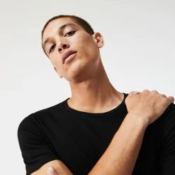 Men's Lacoste Crew Neck Cotton T-Shirt 3-Pack Black BLACK -men‘s shop online TH3321 031 32