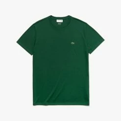 Men's Lacoste Crew Neck Pima Cotton Jersey T-Shirt Green GREEN