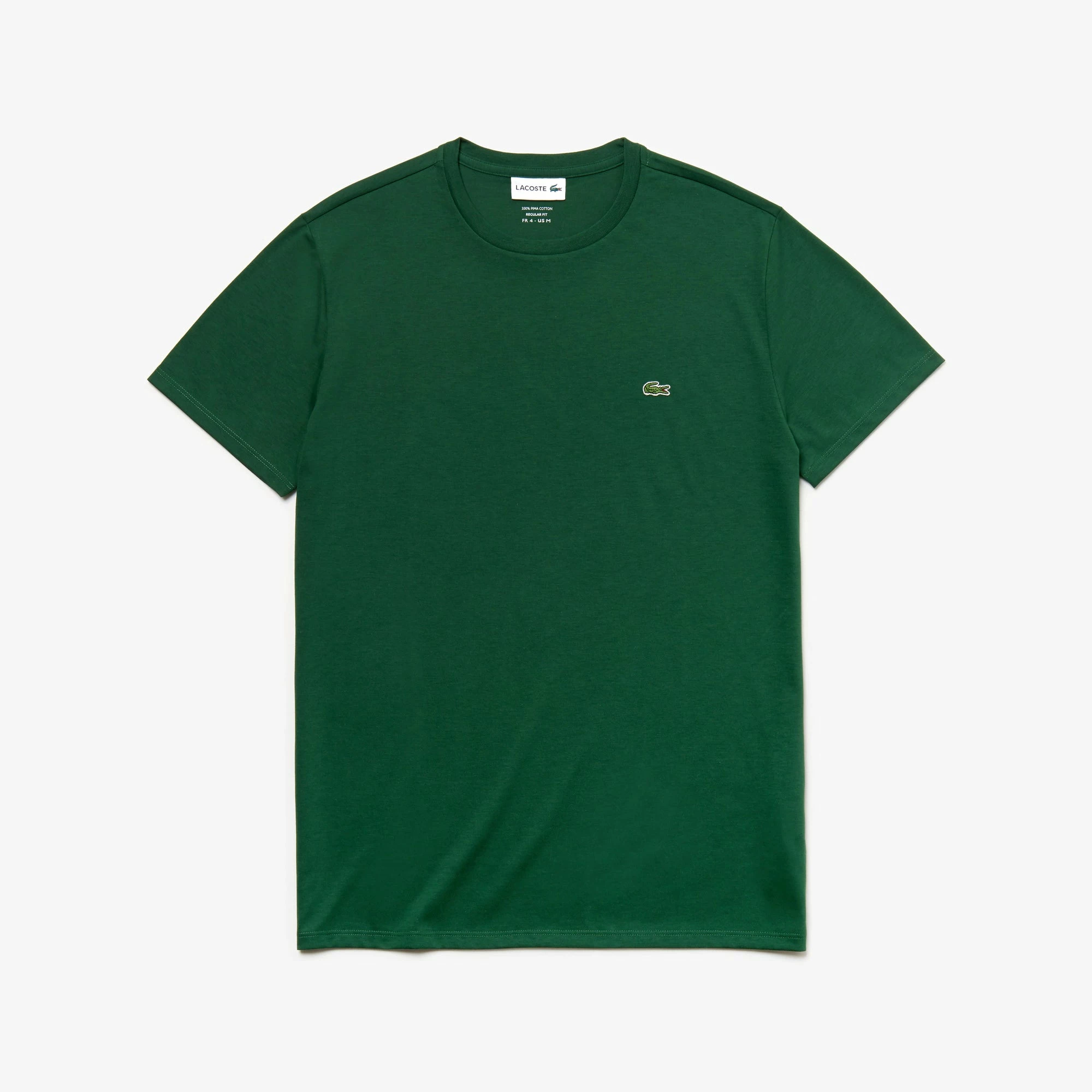Men's Lacoste Crew Neck Pima Cotton Jersey T-Shirt Green GREEN 3 Men's Lacoste Crew Neck Pima Cotton Jersey T-Shirt Green GREEN