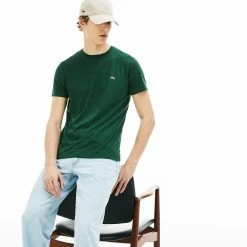Men's Lacoste Crew Neck Pima Cotton Jersey T-Shirt Green GREEN 17 Men's Lacoste Crew Neck Pima Cotton Jersey T-Shirt Green GREEN -men‘s shop online TH6709 132 31