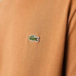 Men's Lacoste Crew Neck Pima Cotton Jersey T-Shirt Brown BROWN -men‘s shop online TH6709 Z0W 23