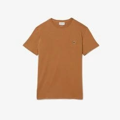 Men's Lacoste Crew Neck Pima Cotton Jersey T-Shirt Brown BROWN