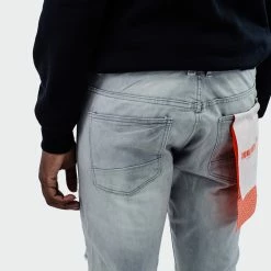 Men's TWO MILL TWENTY "Ballard" Two Tone Rip & Repair Skinny Fit Denim Moto Jeans Grey GRAY -men‘s shop online TMB42201GRY G detail