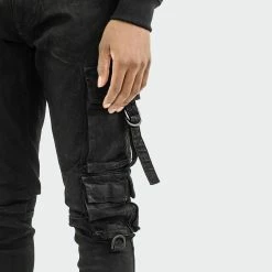 Men's TWO MILL TWENTY "Roscoe" Slim Fit Cargo Utility Pocket Urban Denim Jeans Black BLACK 12 Men's TWO MILL TWENTY "Roscoe" Slim Fit Cargo Utility Pocket Urban Denim Jeans Black BLACK -men‘s shop online TMB42202BLK G detail 02