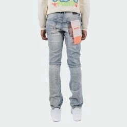 Men's TWO MILL TWENTY "Wrigley" Rip Torn Destroyed Skinny Denim Jeans Aspen Blue BLUE -men‘s shop online TMB42203ABL G back