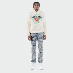 Men's TWO MILL TWENTY "Wrigley" Rip Torn Destroyed Skinny Denim Jeans Aspen Blue BLUE -men‘s shop online TMB42203ABL G full