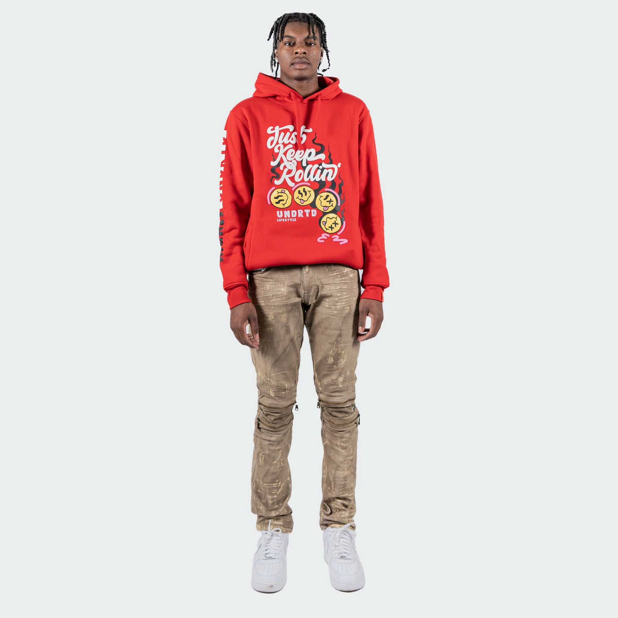 Men's TWO MILL TWENTY "Cicero" Distressed Paint Splatter Zip Knee Slim Fit Urban Moto Denim Jeans Hazelnut BROWN 6 Men's TWO MILL TWENTY "Cicero" Distressed Paint Splatter Zip Knee Slim Fit Urban Moto Denim Jeans Hazelnut BROWN - Image 4