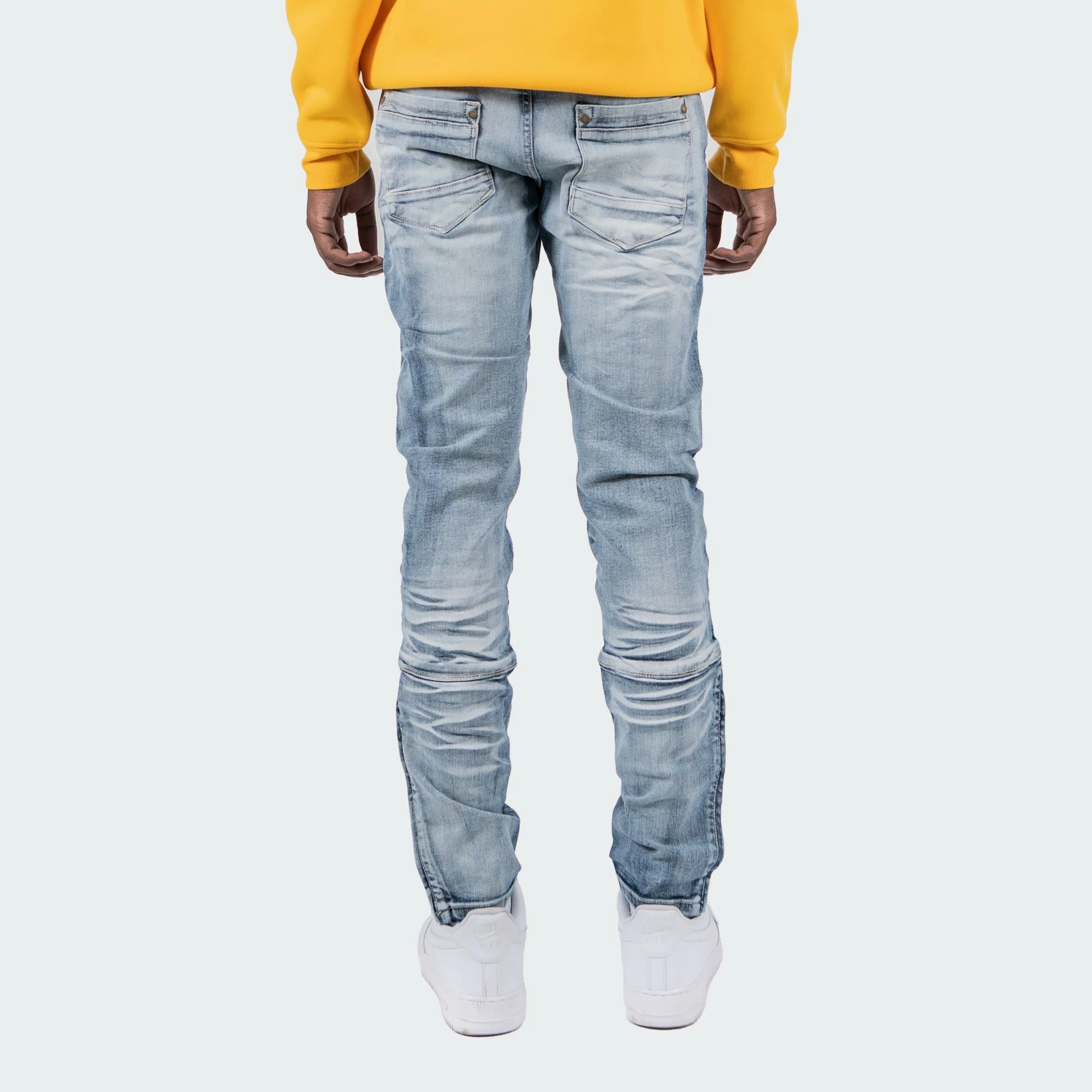 Men's TWO MILL TWENTY "Ravenswood" Ankle Zipper Multi Seam Skinny Moto Denim Jeans Acid Wash BLUE 5 Men's TWO MILL TWENTY "Ravenswood" Ankle Zipper Multi Seam Skinny Moto Denim Jeans Acid Wash BLUE - Image 3