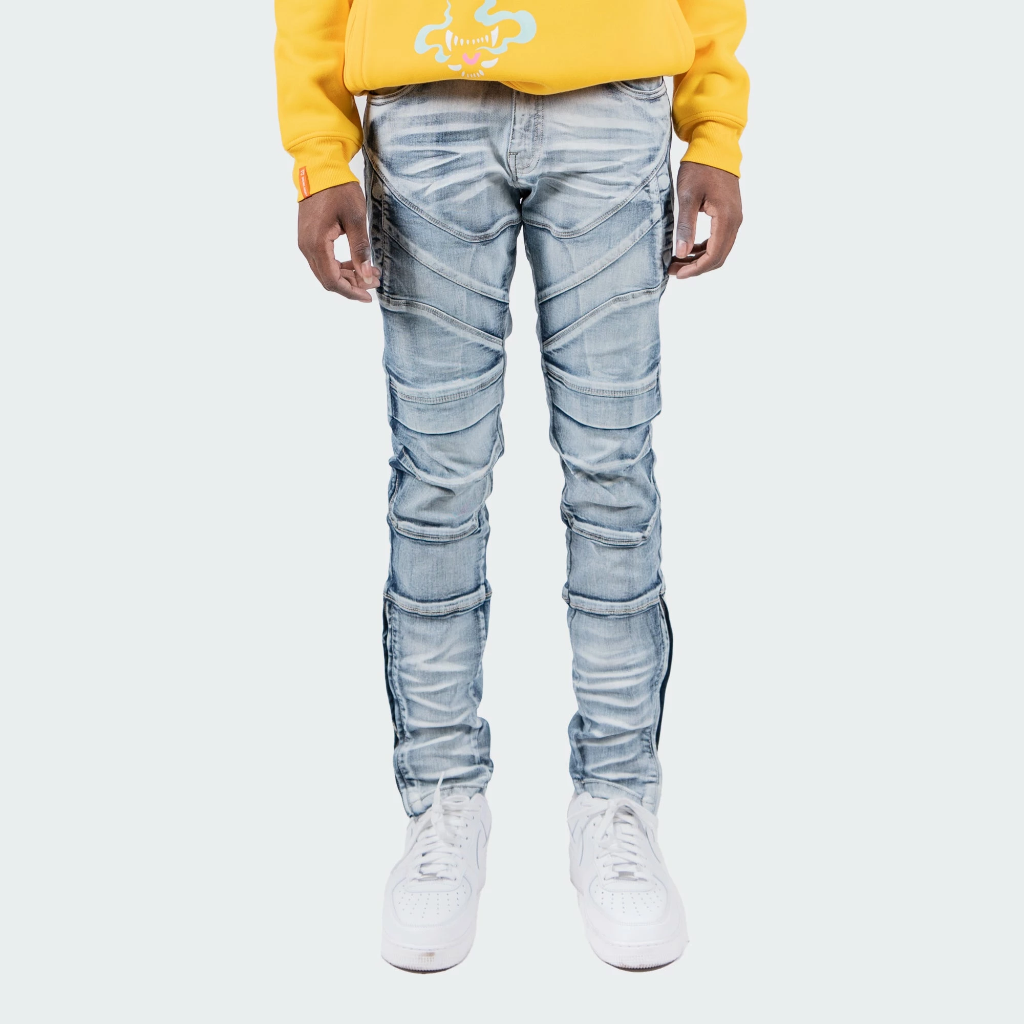 Men's TWO MILL TWENTY "Ravenswood" Ankle Zipper Multi Seam Skinny Moto Denim Jeans Acid Wash BLUE 3 Men's TWO MILL TWENTY "Ravenswood" Ankle Zipper Multi Seam Skinny Moto Denim Jeans Acid Wash BLUE