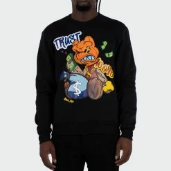 Men's TWO MILL TWENTY "Trust No One" Graphic Embroidered Sweatshirt Black BLACK