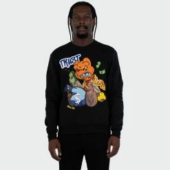 Men's TWO MILL TWENTY "Trust No One" Graphic Embroidered Sweatshirt Black BLACK -men‘s shop online TMF32201BLK G 03