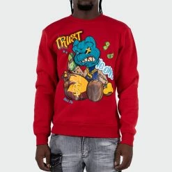 Men's TWO MILL TWENTY "Trust No One" Graphic Embroidered Sweatshirt Red RED