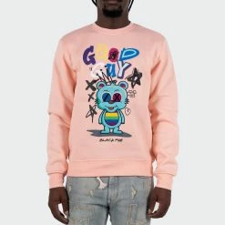 Men's TWO MILL TWENTY "Good Guy" Graphic Embroidered Sweatshirt Pink PINK